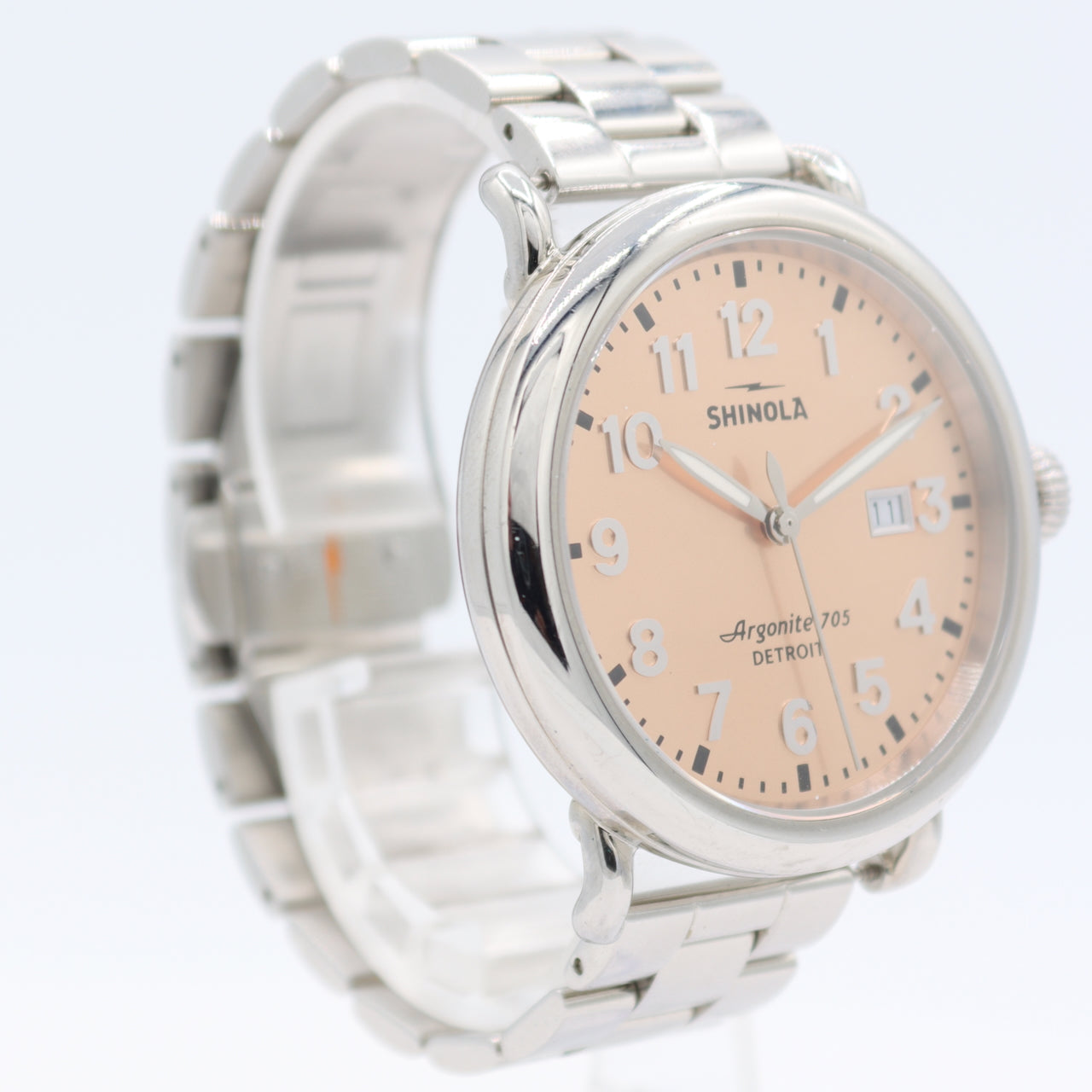 41mm Shinola Runwell Salmon Dial Men's Quartz Wristwatch Argonite-705