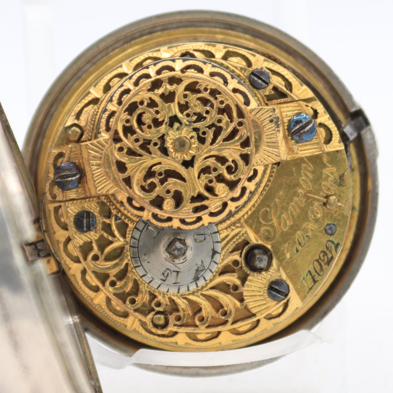 Antique Pamson Pair Case Key Wind Fusee Pocket Watch Repousse Sterling Silver