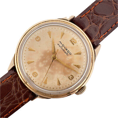 Vintage Movado Men's Bumper Automatic Wristwatch 221A Gold Capped w Borgel Case