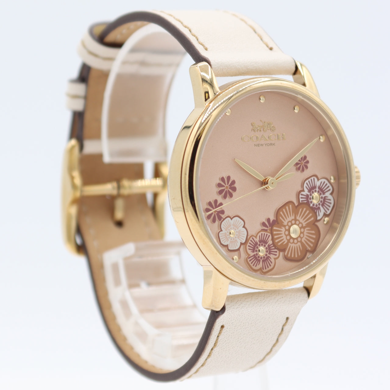 Vintage 36mm Coach CA.113.7.34.1509 Pink Dial Ladies Quartz Wristwatch Steel