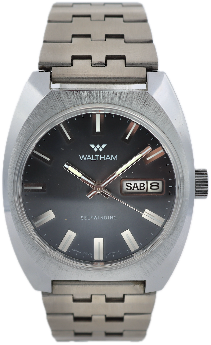 Vintage Waltham 5006-0270 Sunburst Day Date Men's Automatic Wristwatch w/ Box