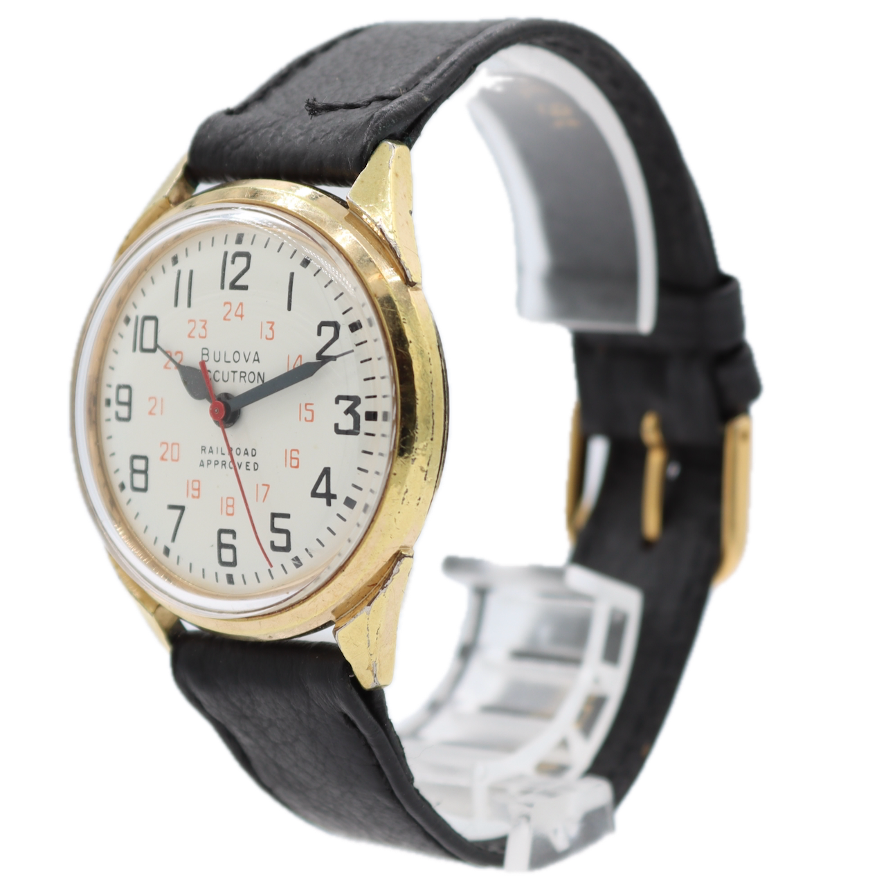 Vintage Bulova 3339 Railroad Approved Men's Tuning Fork Wristwatch Gold Plated