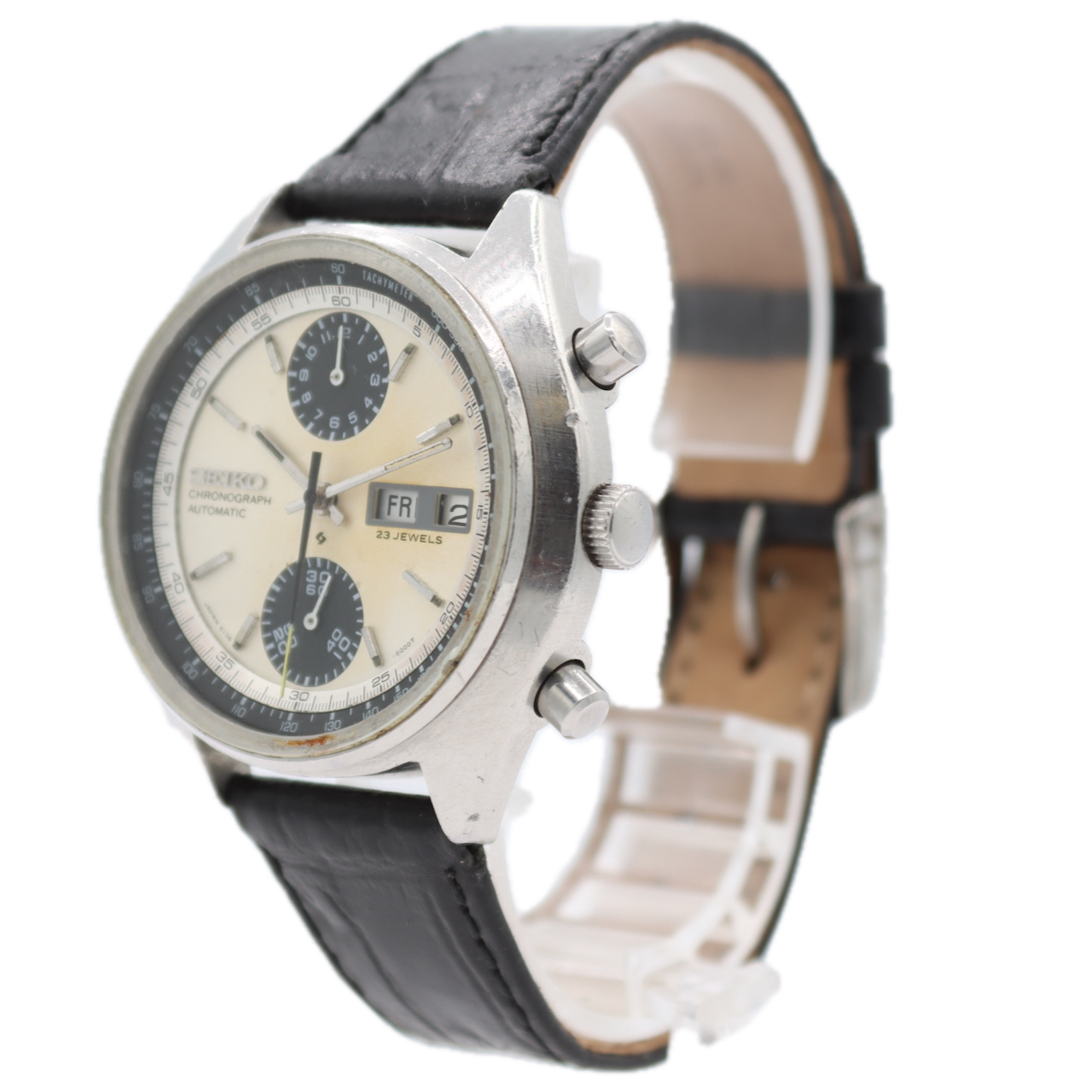 Vintage 40mm Seiko 6138-8000 Baby Panda Men's Chronograph Wristwatch 6138B Steel