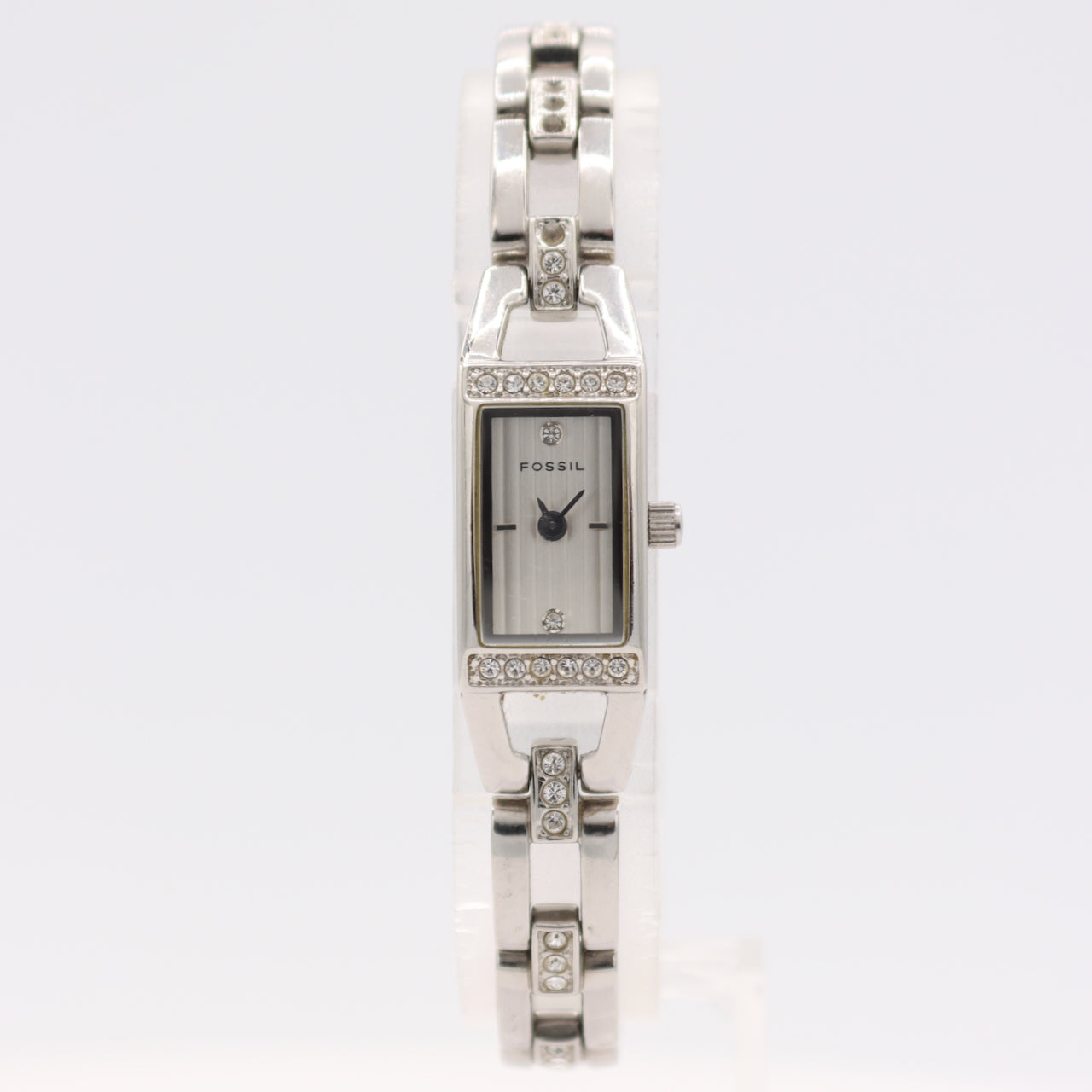 12mm Fossil ES1510 Cocktail Ladies Quartz Wristwatch Steel Crystal Accents