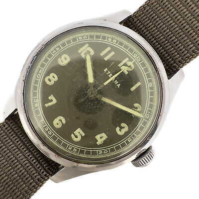 Vintage Eterna Military 17 Jewel Men Bumper Automatic Wristwatch 833 Swiss Steel