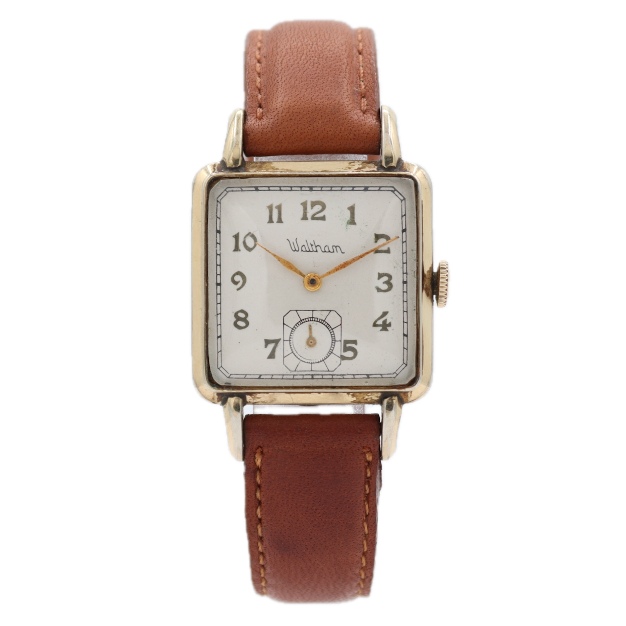 Vintage 28.5mm Waltham Square Dial 17J Men's Mechanical Wristwatch USA 10k RGP