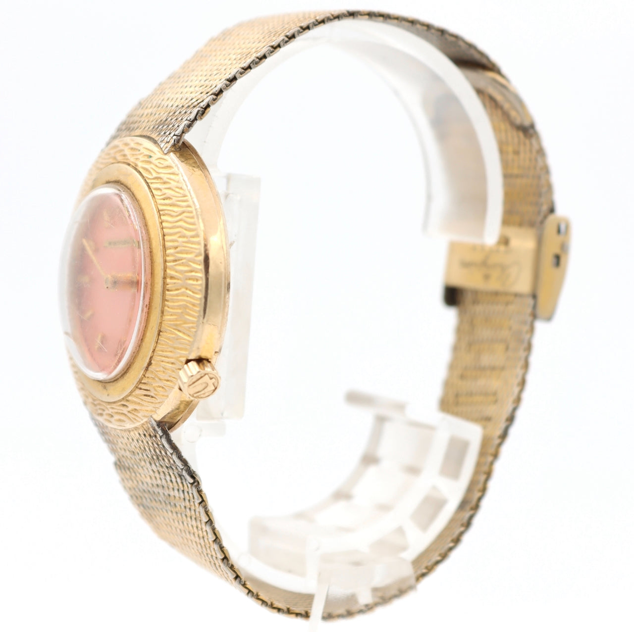Vintage 36mm Accutron Bark Finish Ladies Tuning Fork Wristwatch 218 USA 10k GF