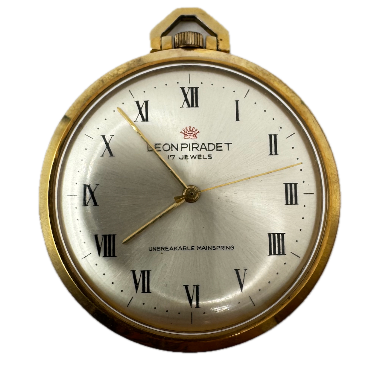 Antique 43mm Leon Piradet Mechanical Pocket Watch Gold Tone Germany Running