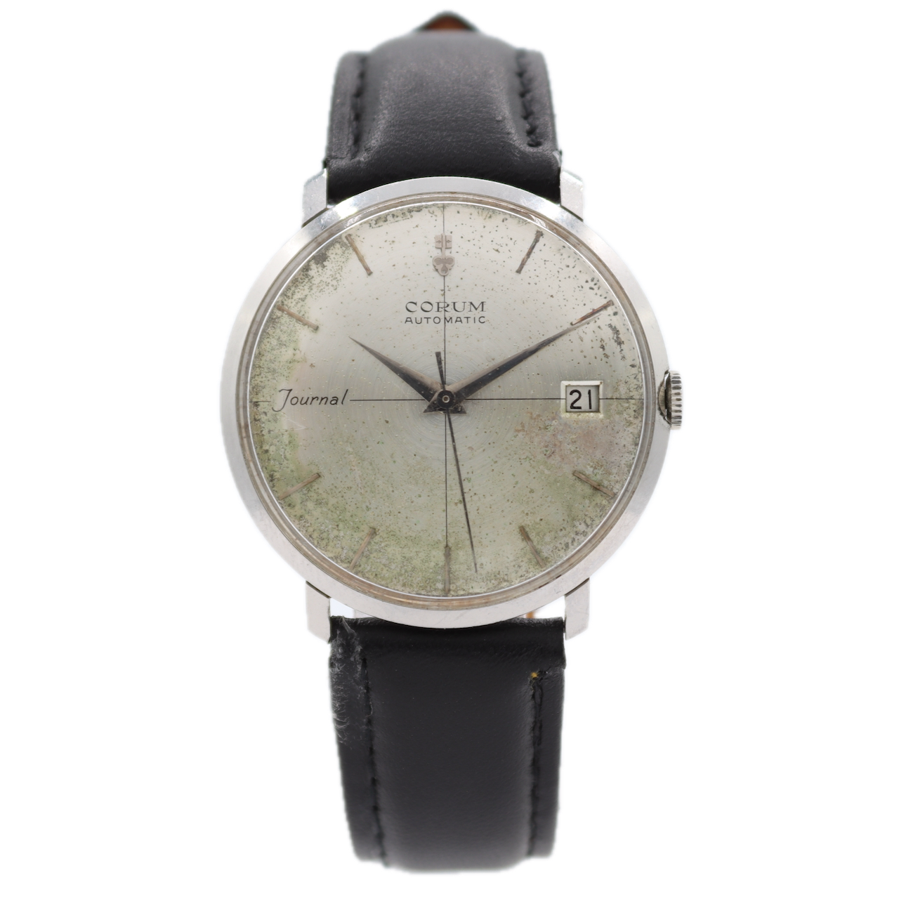 Vintage Corum Journal Date Men's Automatic Wristwatch Swiss Steel Crosshairs