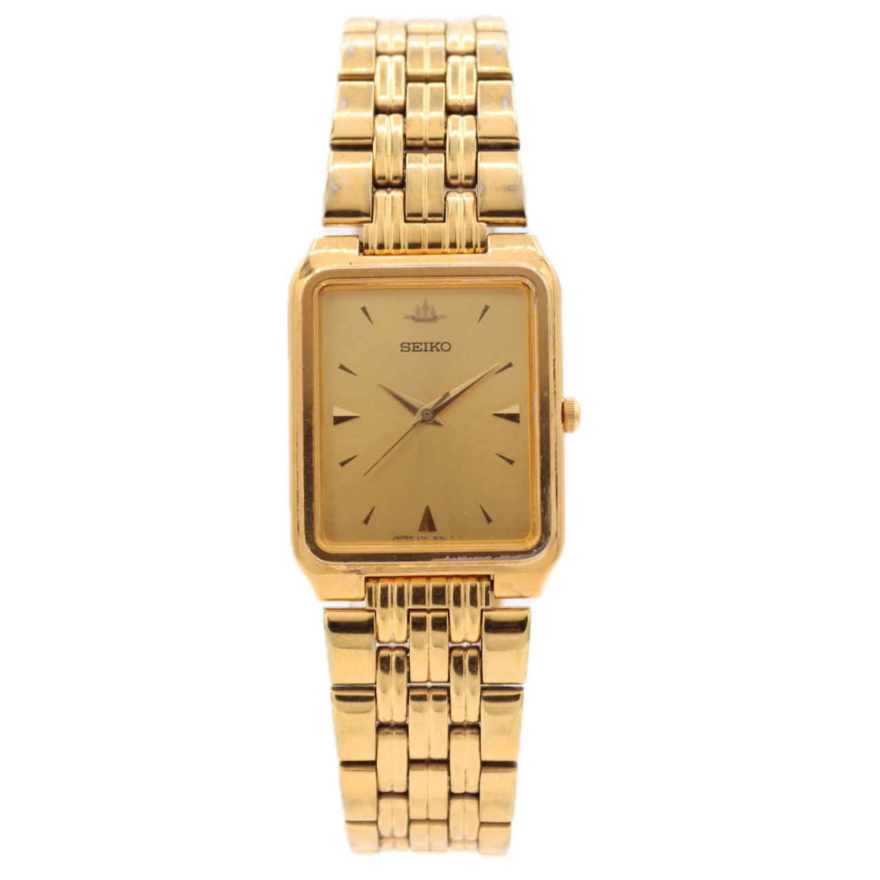 26mm Seiko V701-5J00 Galaxy Men's Quartz Wristwatch Japan Gold Tone Sunburst