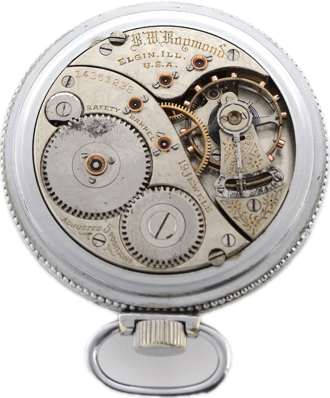 Antique 18S Elgin B.W. Raymond w Ferguson Dial Railroad Pocket Watch 240