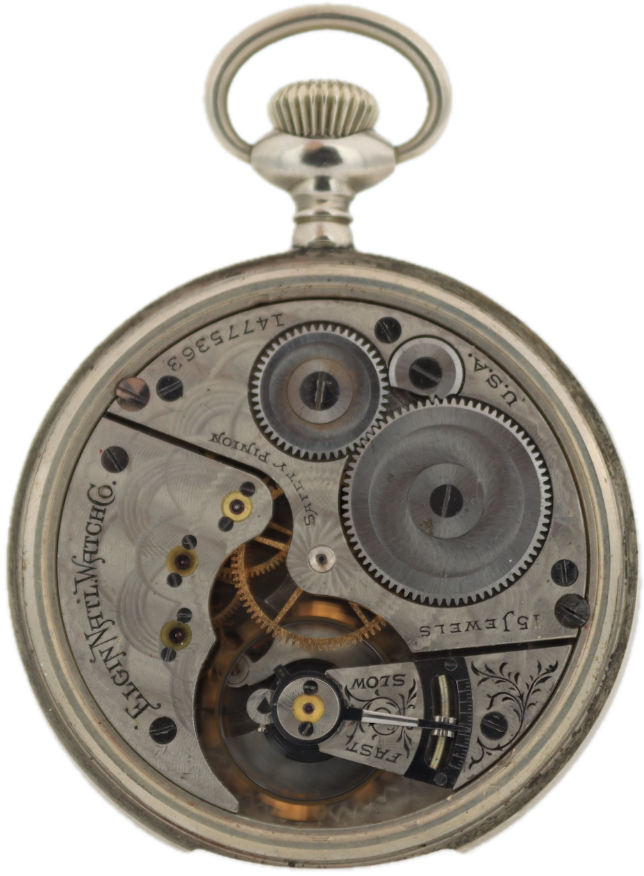 Antique 16s 1910 Elgin 15 Jewel Mechanical Hunter Pocket Watch 312 Silverode
