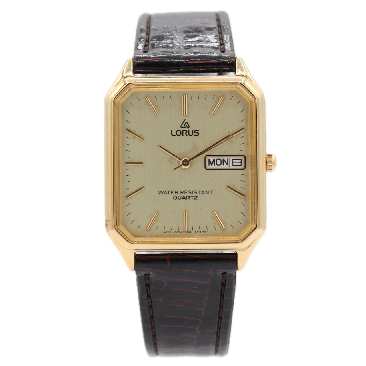 Lorus V533-5850 Day Date Men's Quartz Wristwatch V533A Japan Two Tone With Box