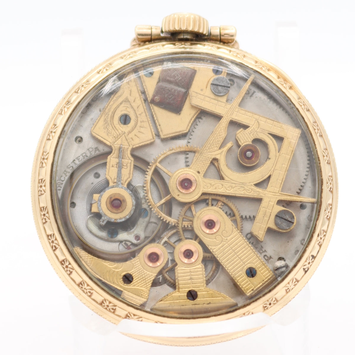 Vintage 10s Hamilton-Dudley Masonic Exhibition Case Pocket Watch Metallic Dial Hamilton Dudley Watch Co. Masonic Exhibition NA – photo 2