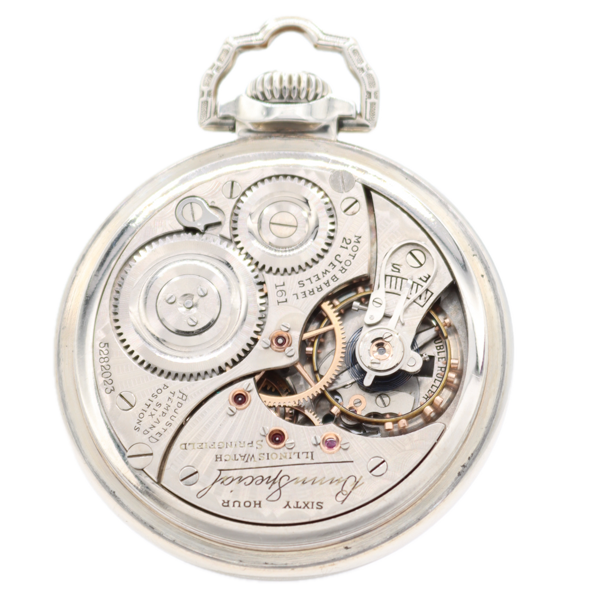 Vintage 16s 1929 Illinois 21J 161 60 HourDial Railroad Pocket Watch Bunn SpecialIllinois 14 - 161 Type I Bunn Special – photo 4